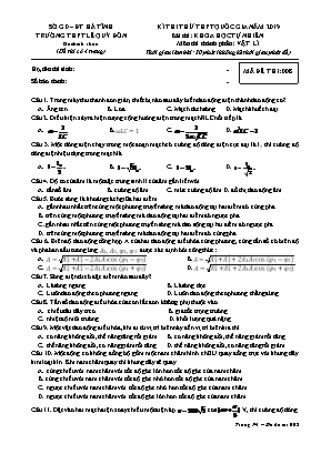 Đề thi thử THPT Quốc gia môn Vật lí - Mã đề 008 - Năm học 2019-2020 - Trường THPT Lê Quý Đôn